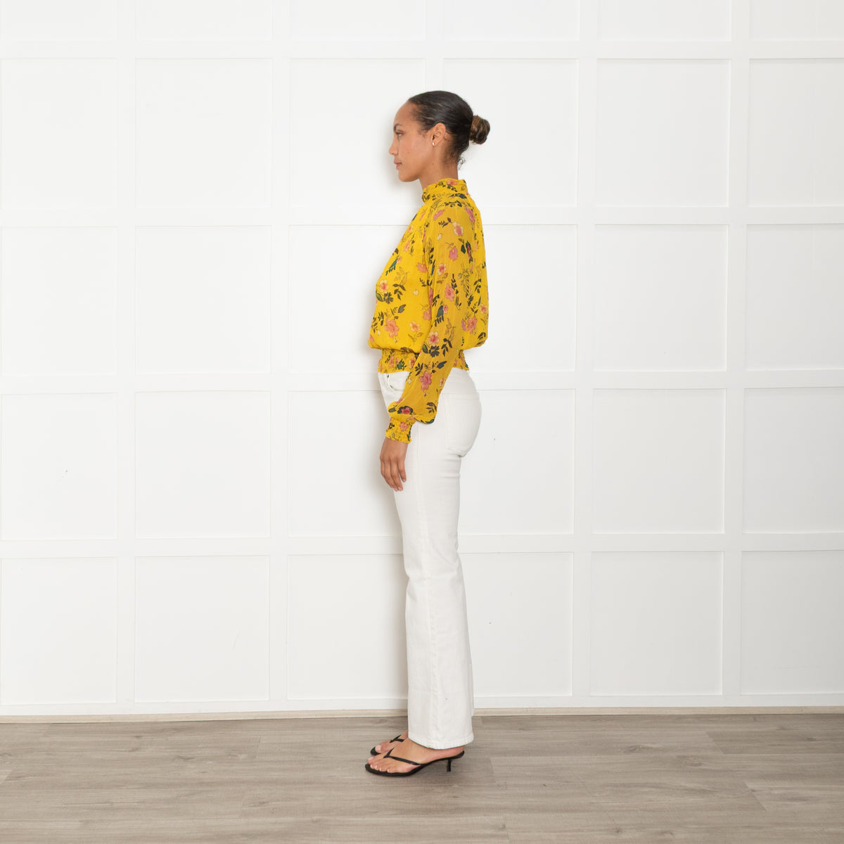 Kooples X Sport Yellow Green Floral Cropped Top