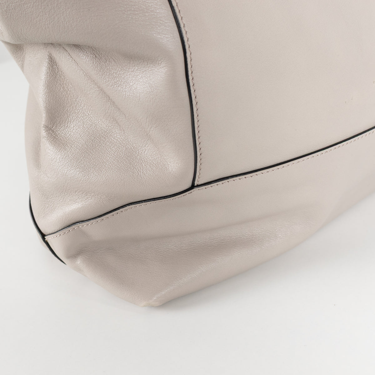 Lancel Grey Smooth Leather Top Handle Tote Bag