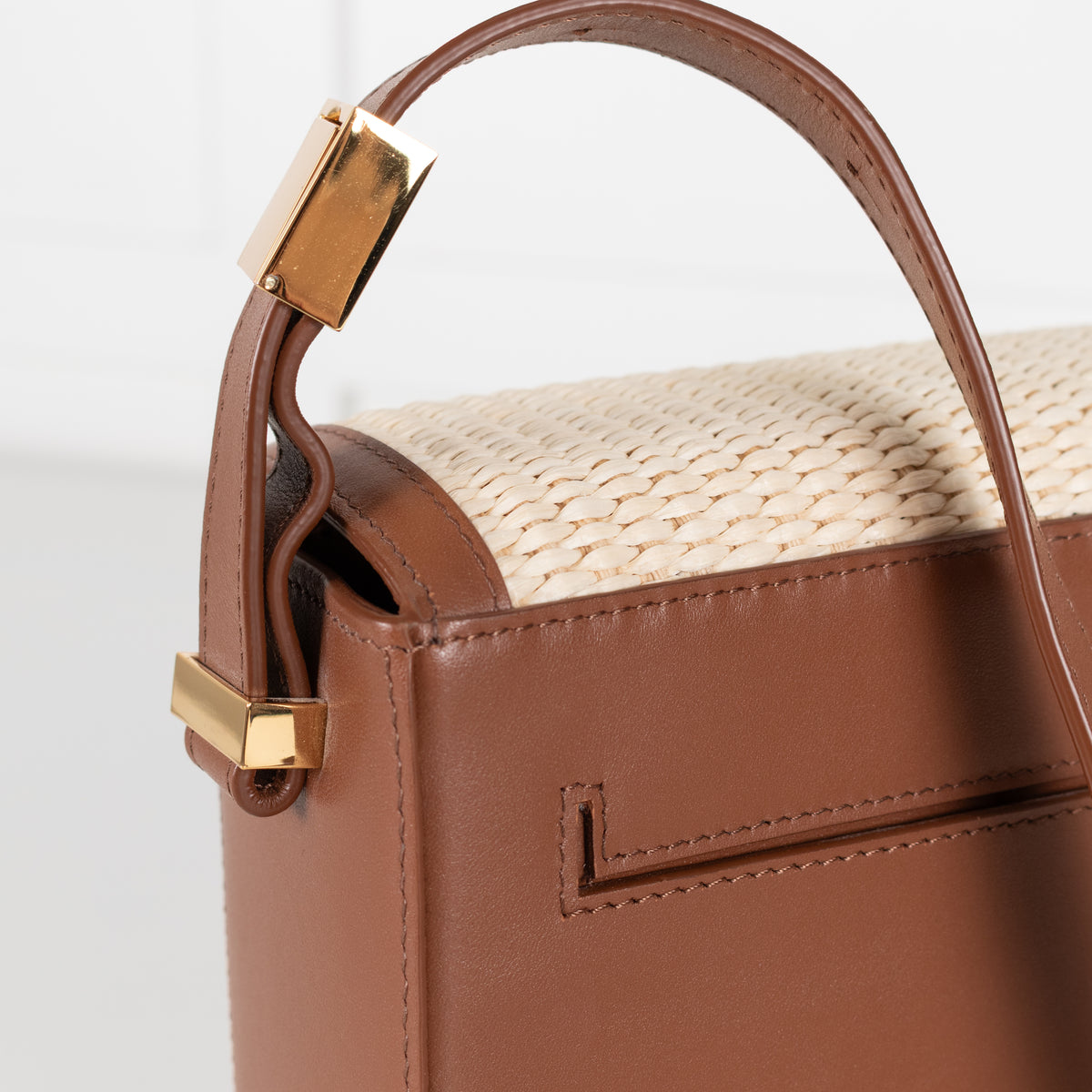 DeMellier The Vancouver Tan & Raffia Crossbody Bag