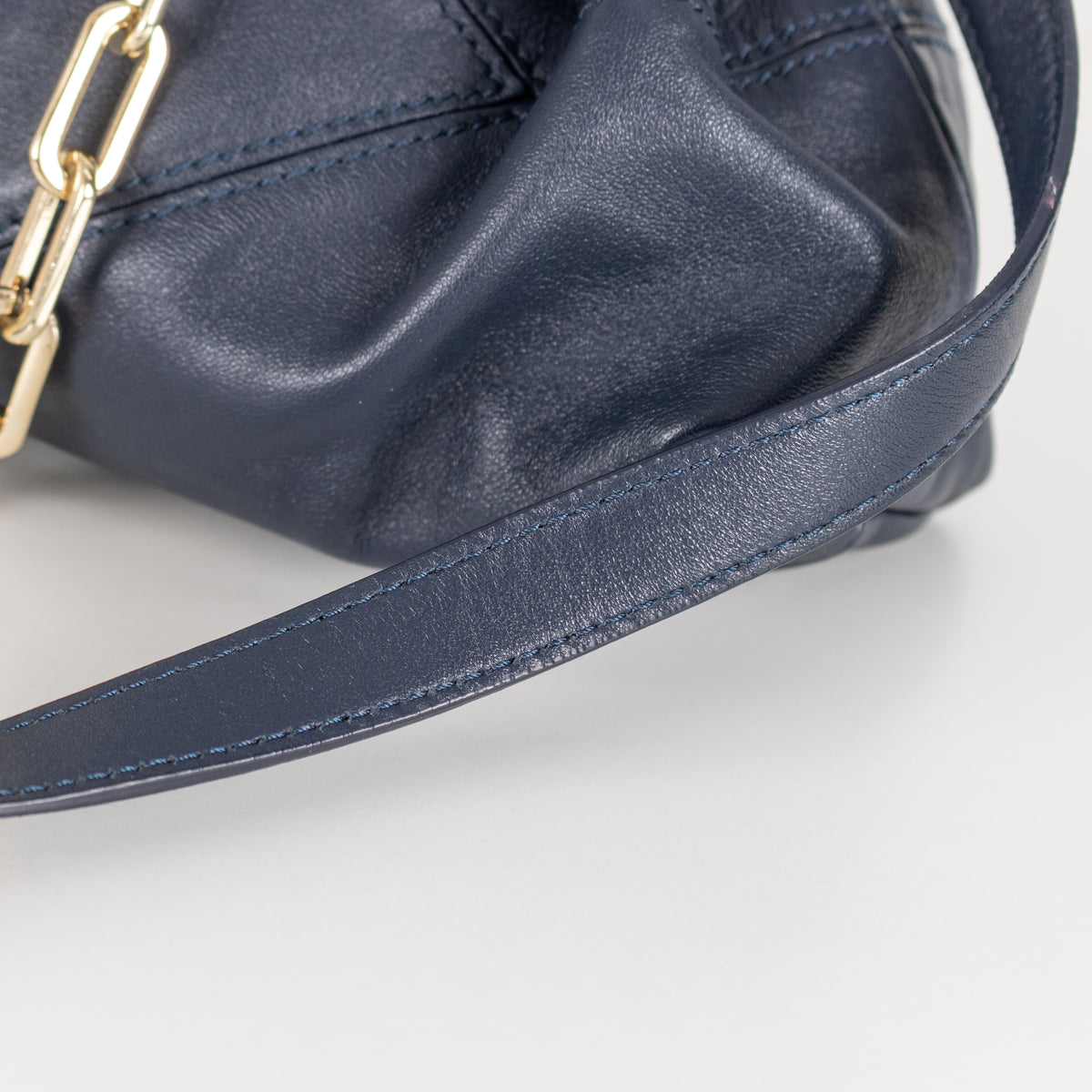 Ba&sh Navy Mini June Leather Crossbody Bag