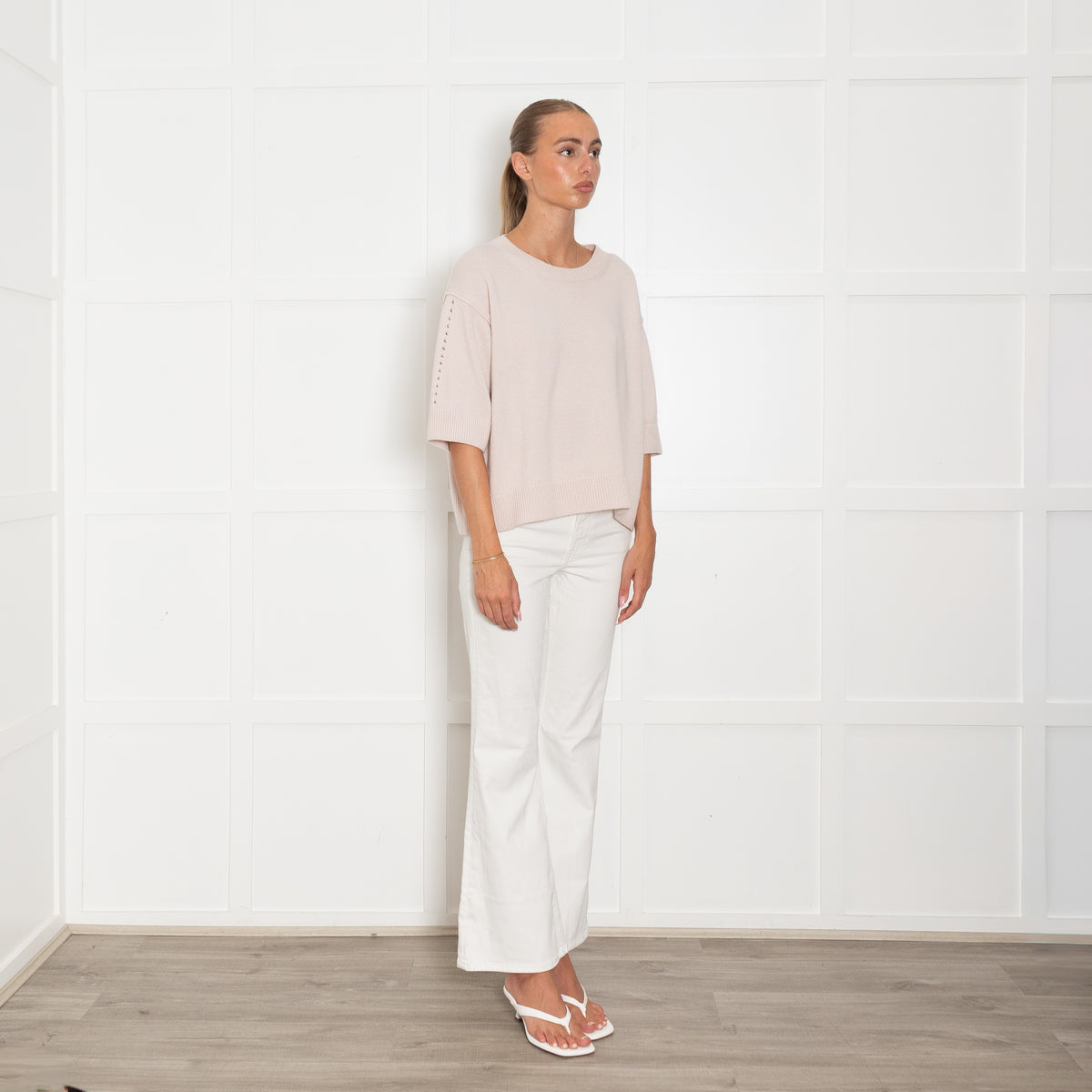 Dorothee Schumacher Pale Putty Pink Short Sleeve Cashmere Jumper