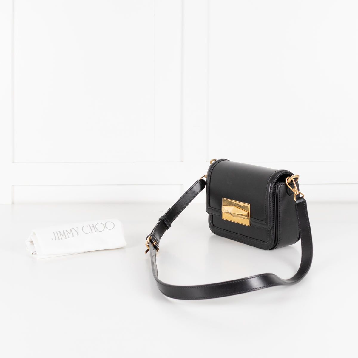 Jimmy Choo Black Leather Diamond Leather Crossbody Bag