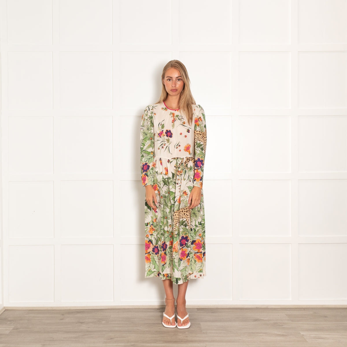 Red Valentino Cream Floral Print Midi Dress
