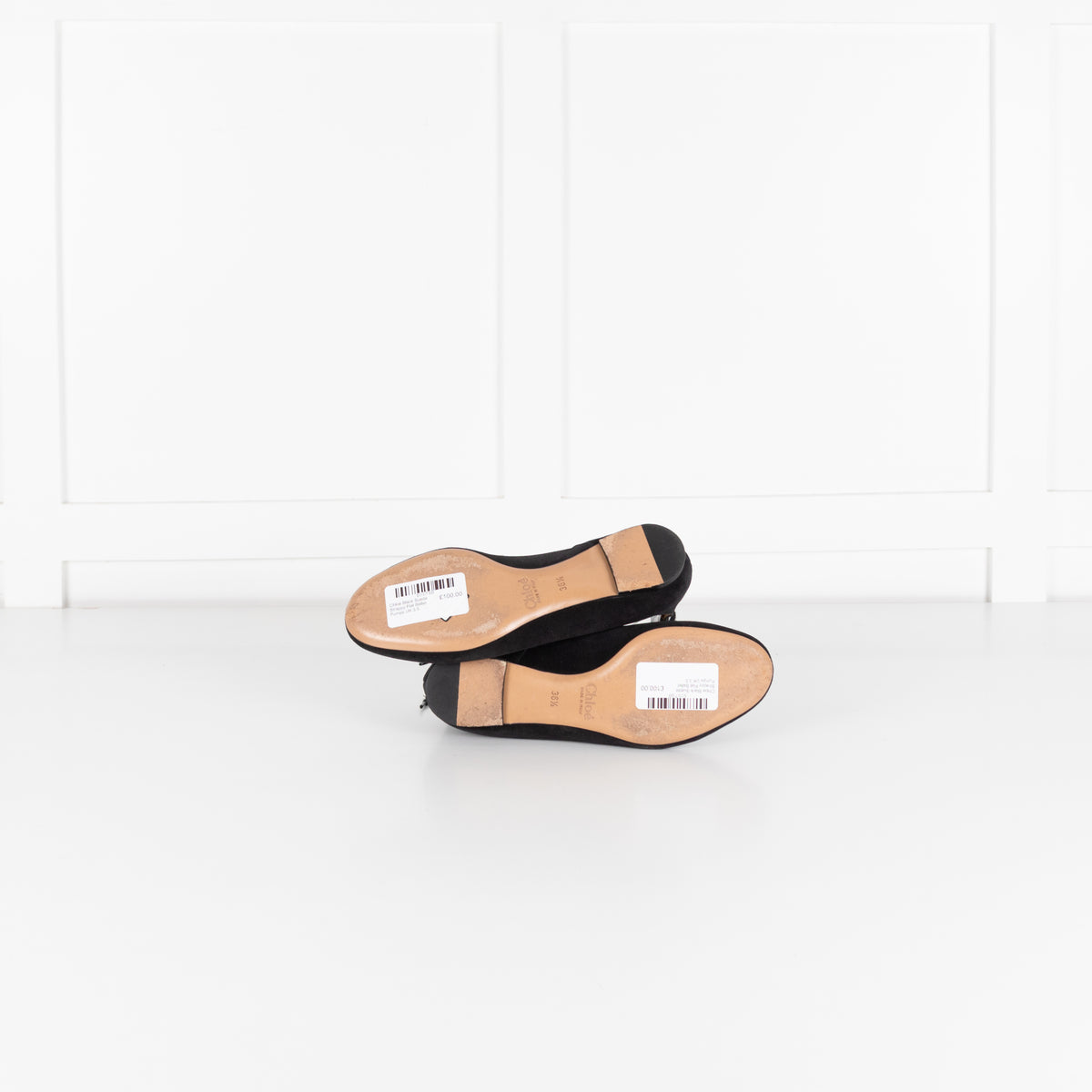 Chloe Black Suede Strappy Flat Ballet Pumps