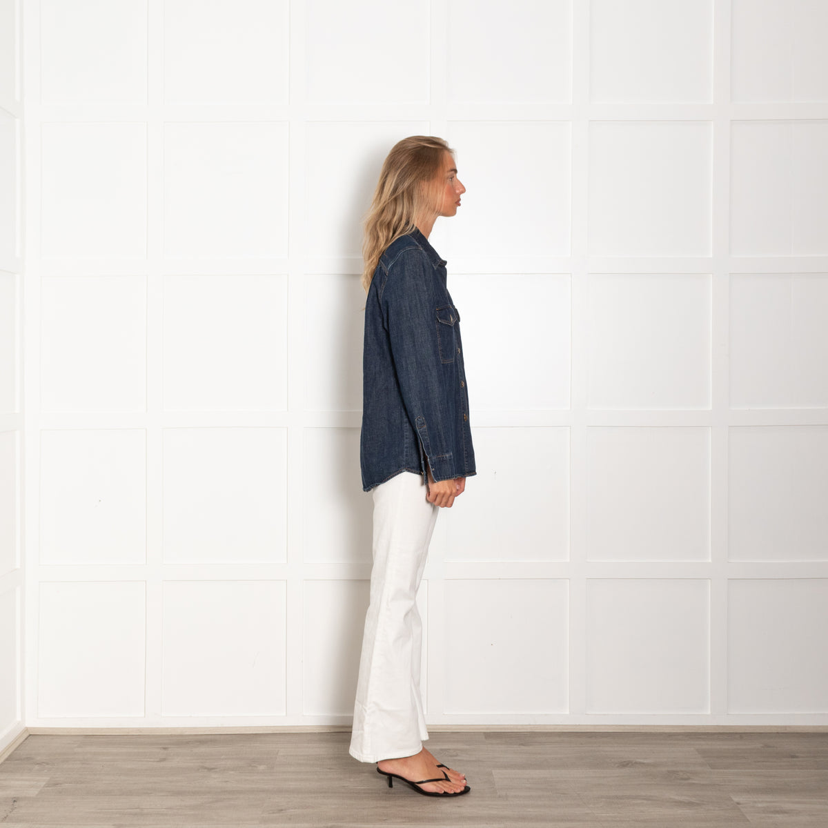 By Iris Dark Navy Blue Denim Long Shirt