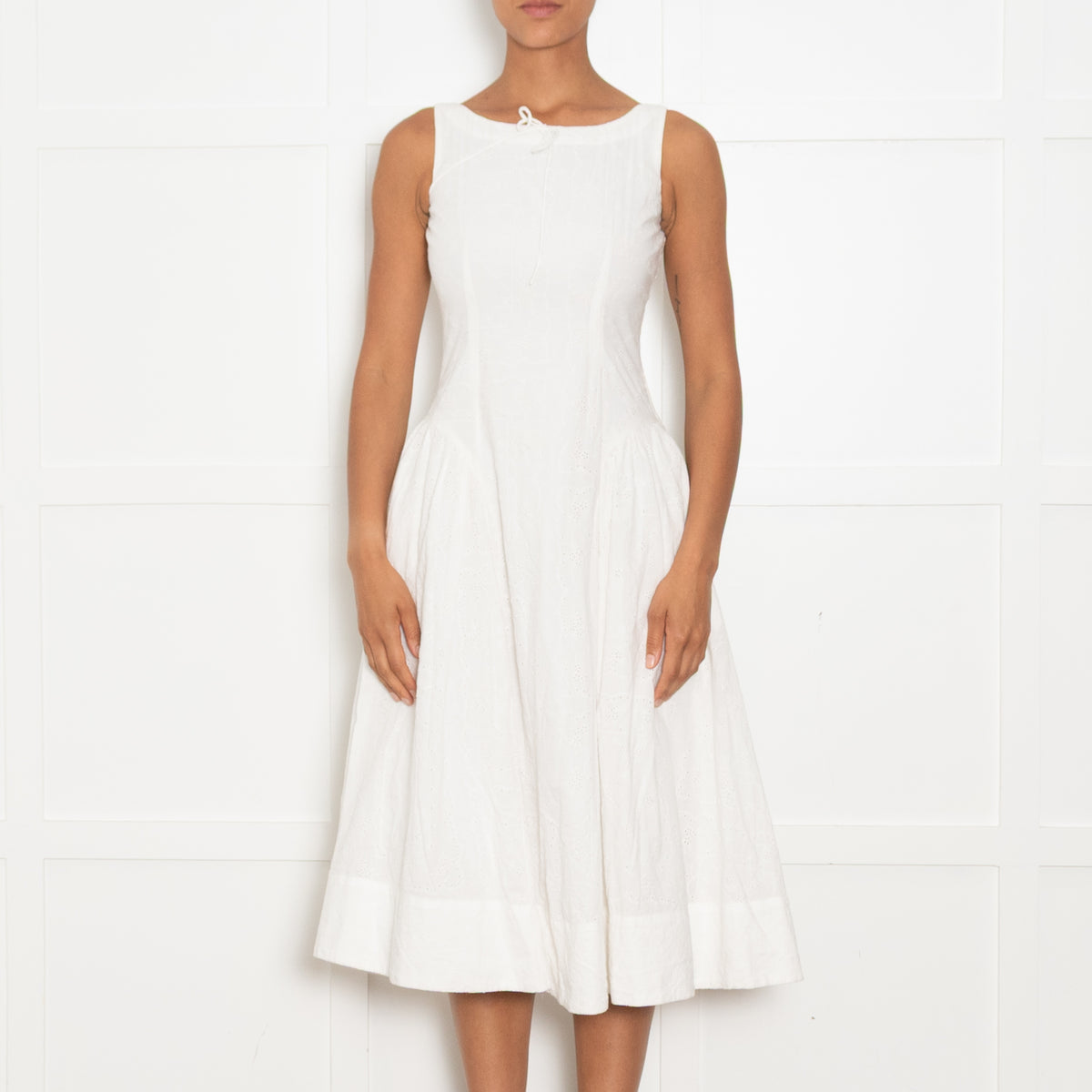 For Love & Lemons White Broderie Anglaise Sleeveless Dress