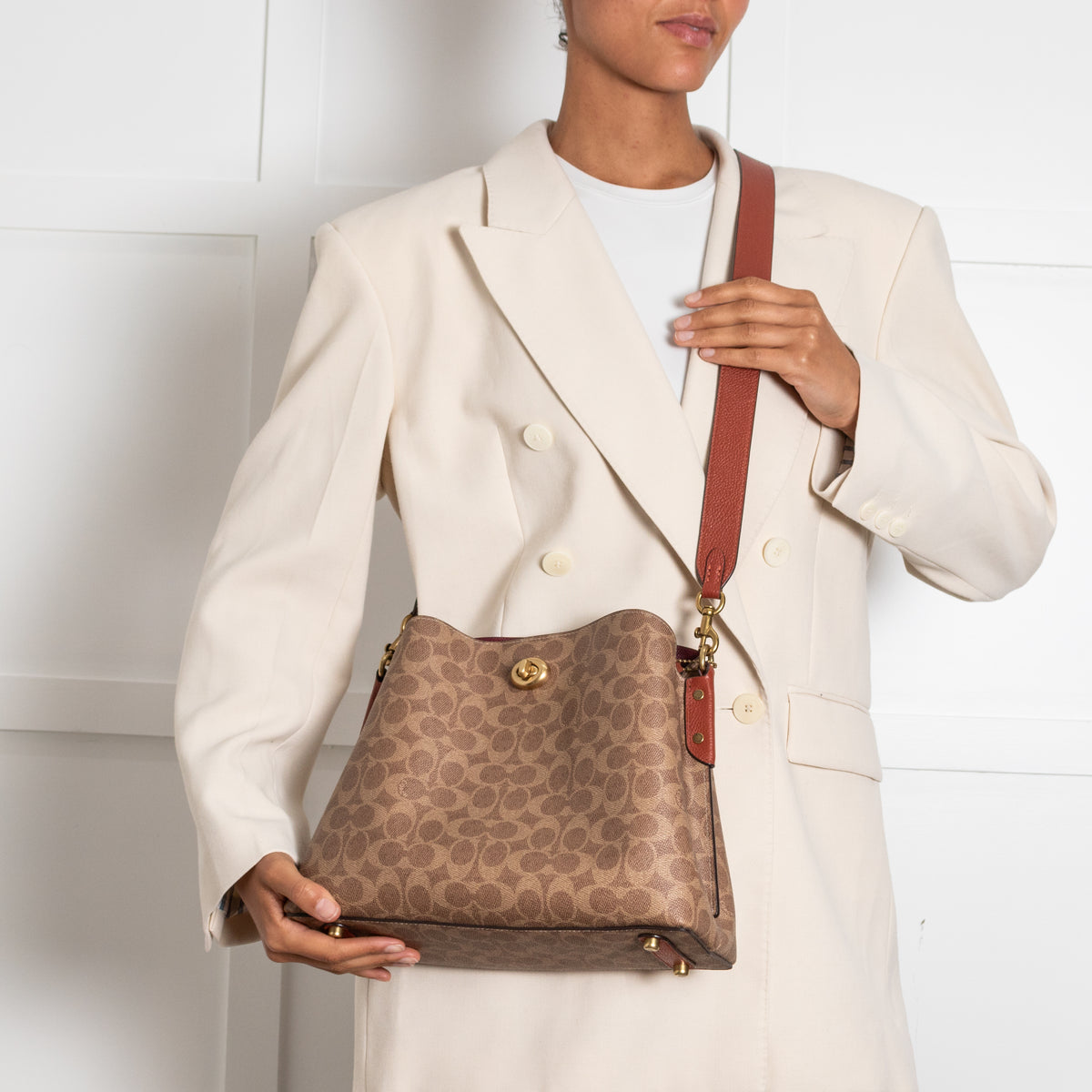 Coach Coated Canvas Logo Shoulder Bag with Multi Straps