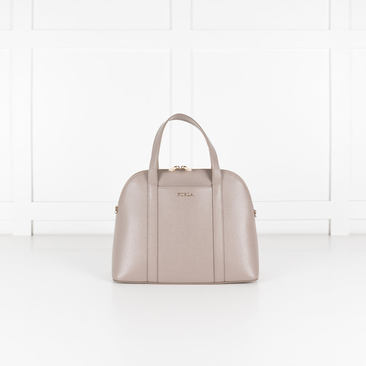 Furla Taupe Top Handle Bag With Detachable Strap
