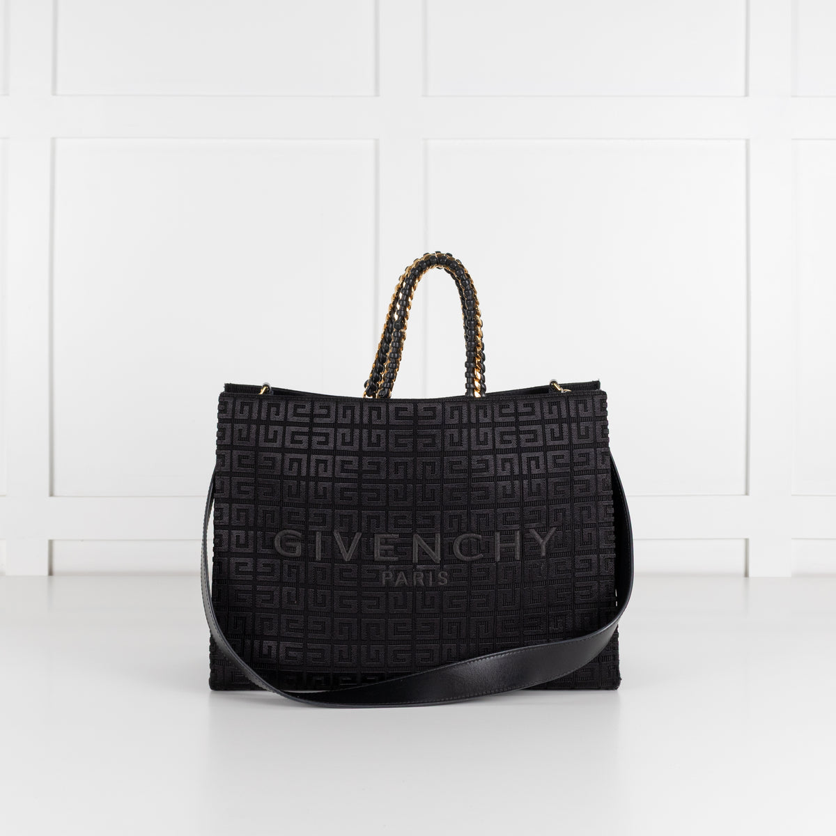 Givenchy Black Cotton Blend & Leather G-Tote Bag