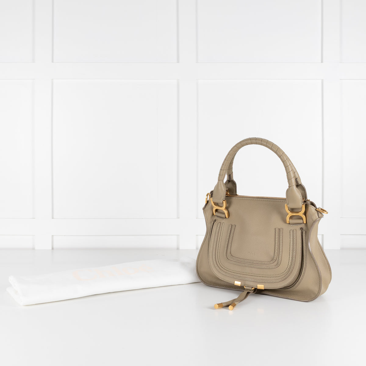 Chloe Khaki Marcie Handbag With Crossbody Strap