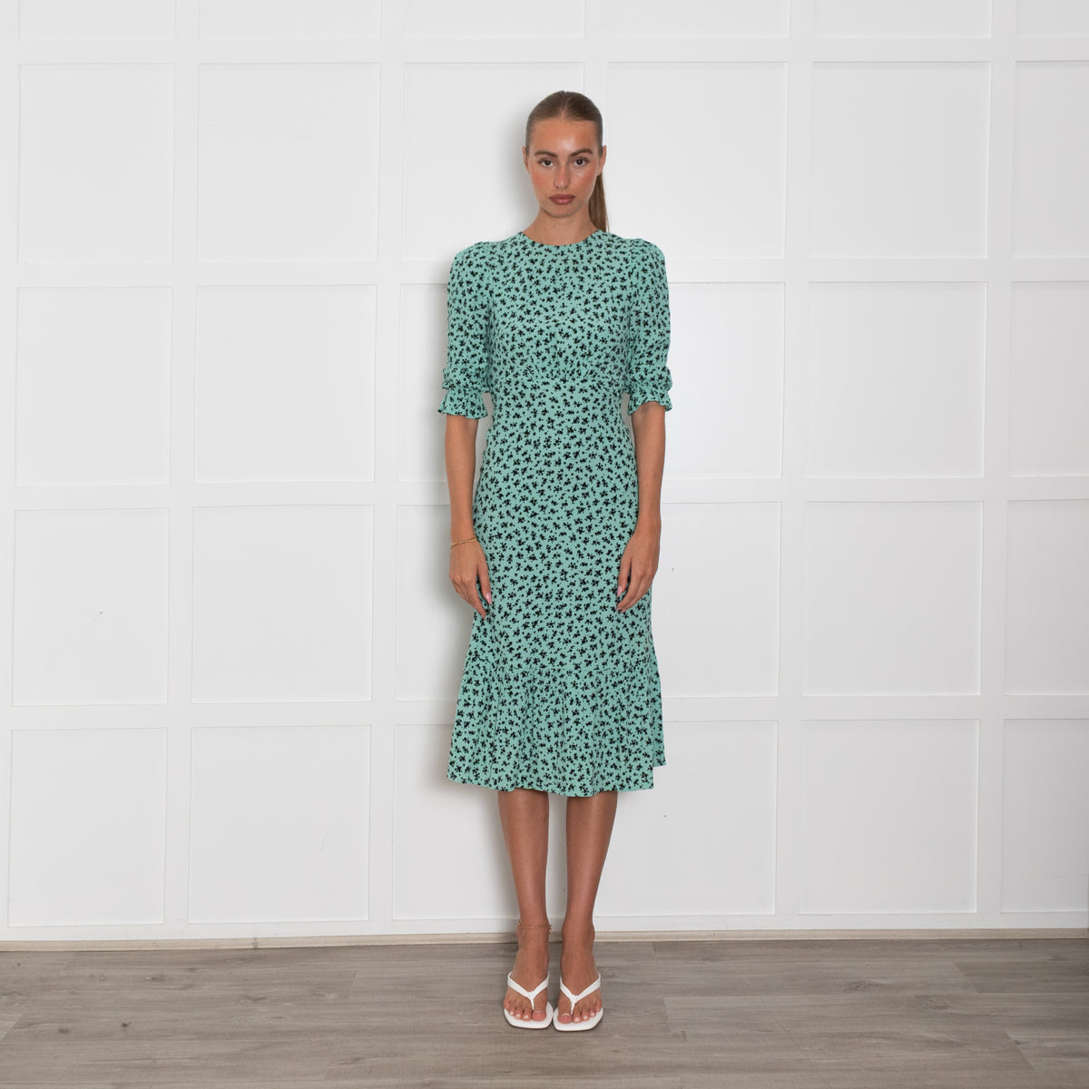 Nobody's Child Turquoise Black Floral Dress