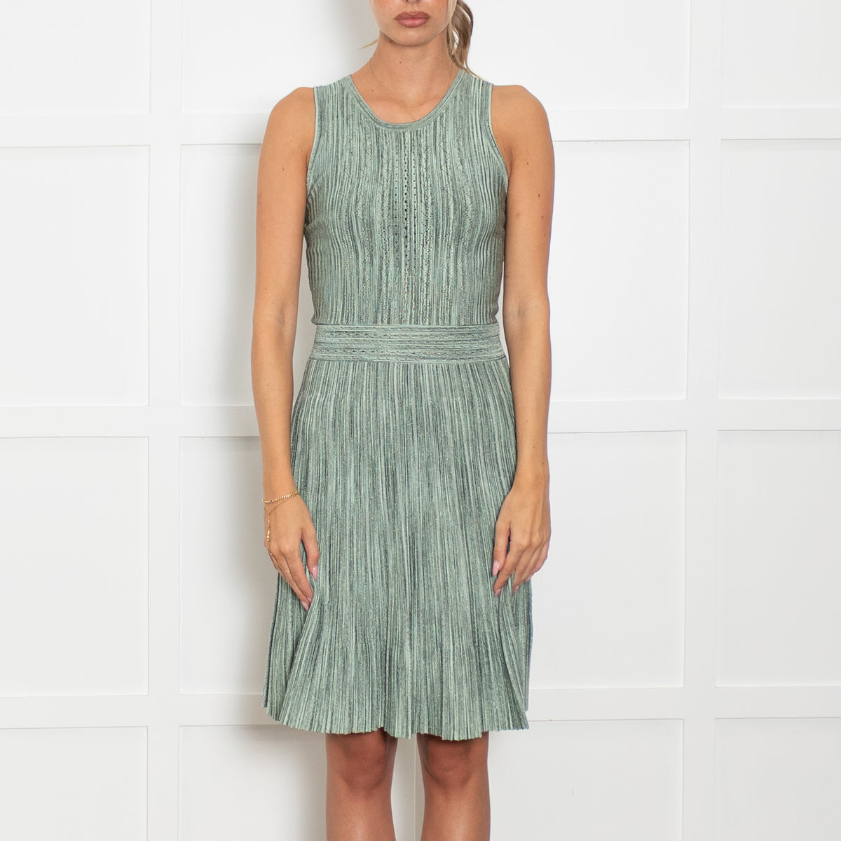 Sandro Green Knitted Mini Dress