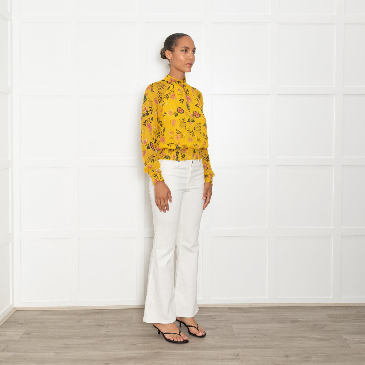 Kooples X Sport Yellow Green Floral Cropped Top