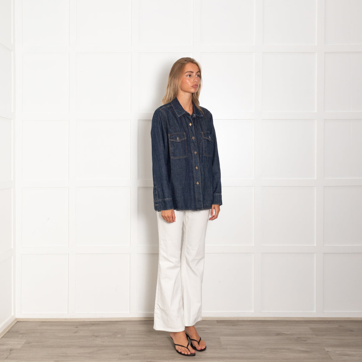 By Iris Dark Navy Blue Denim Long Shirt