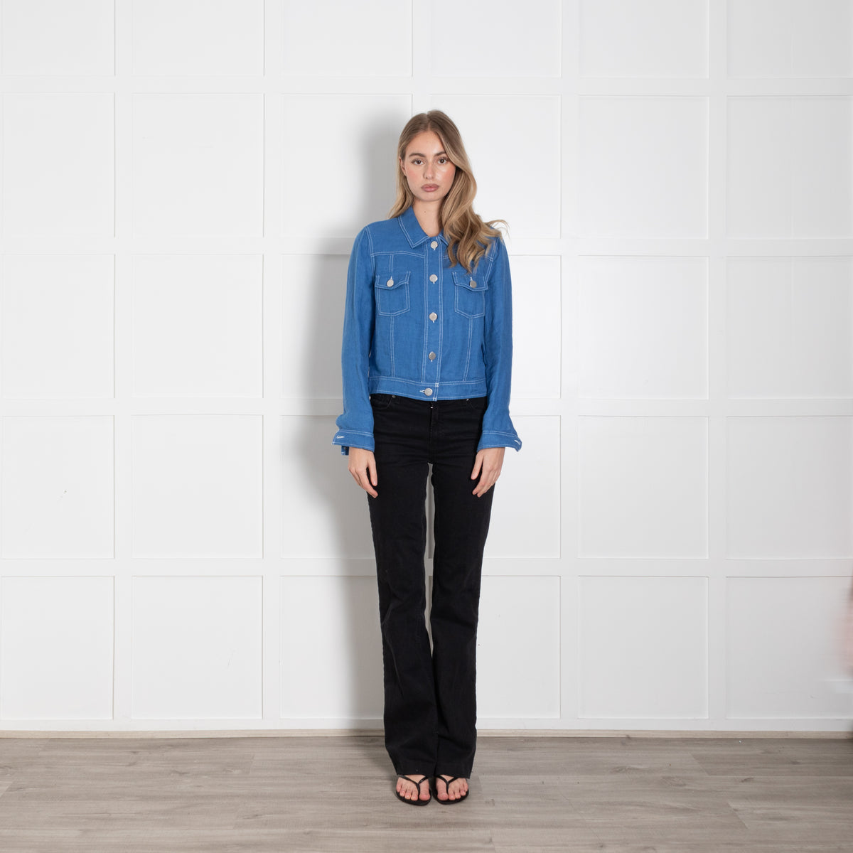 Brora Blue Linen Utility Style Jacket