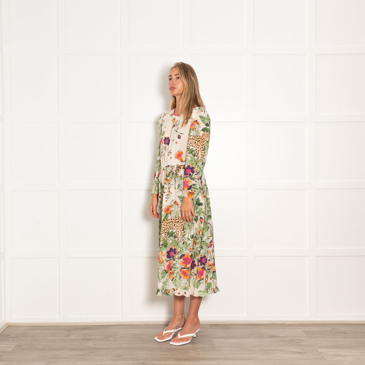 Red Valentino Cream Floral Print Midi Dress