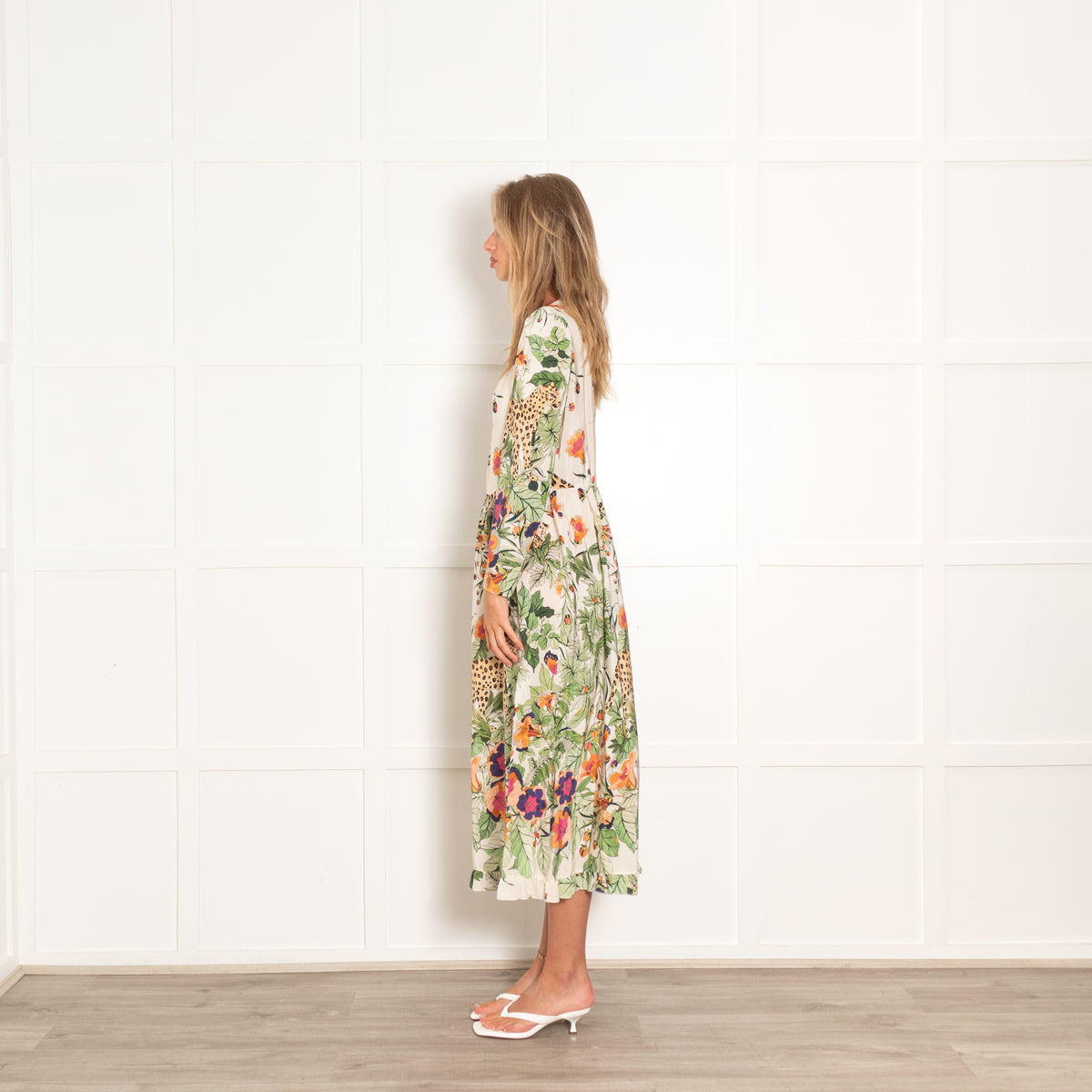 Red Valentino Cream Floral Print Midi Dress