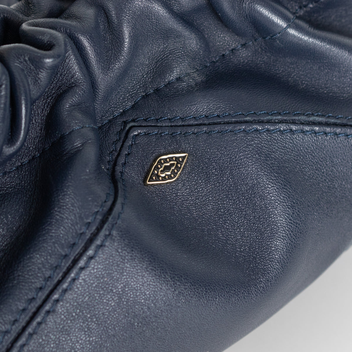 Ba&sh Navy Mini June Leather Crossbody Bag