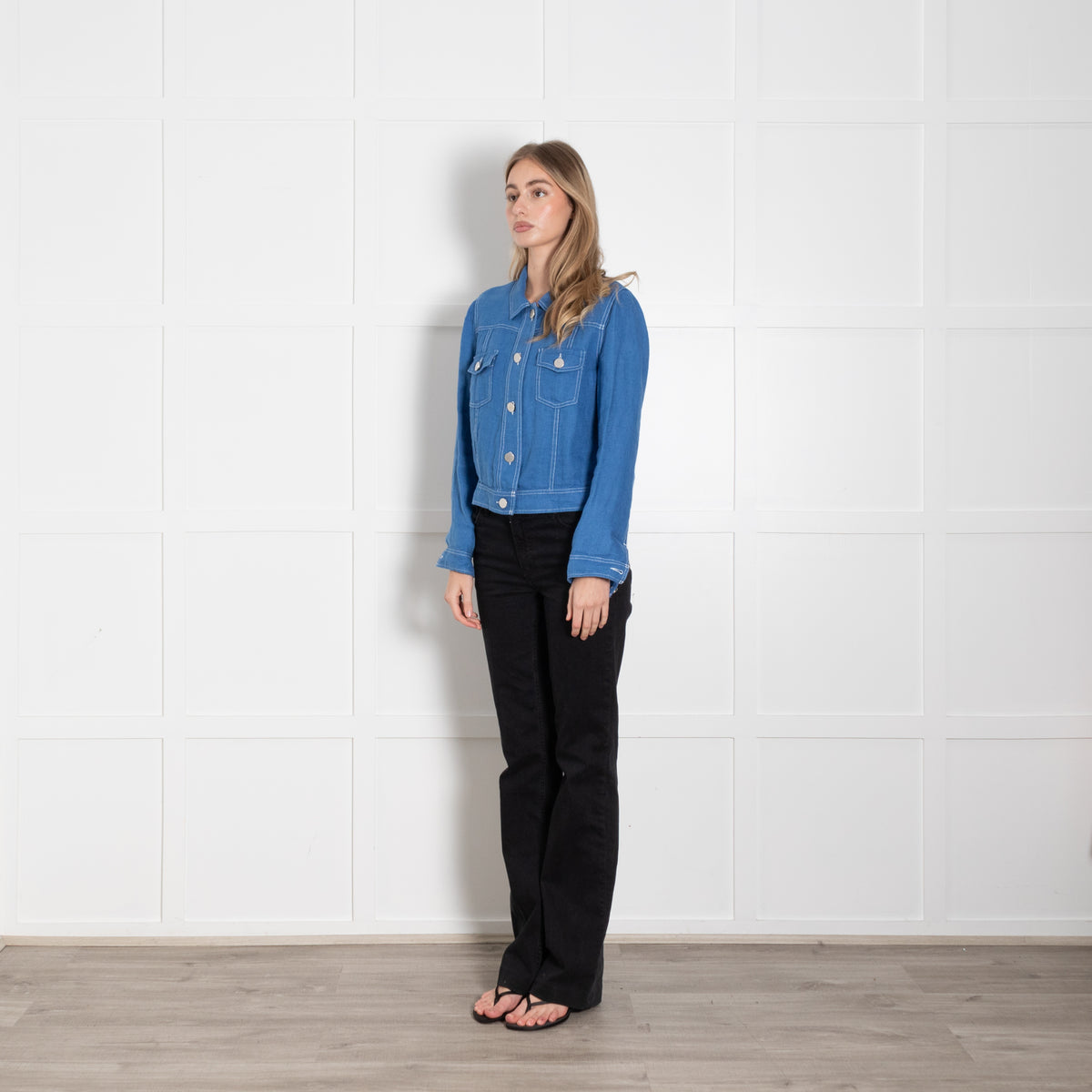 Brora Blue Linen Utility Style Jacket