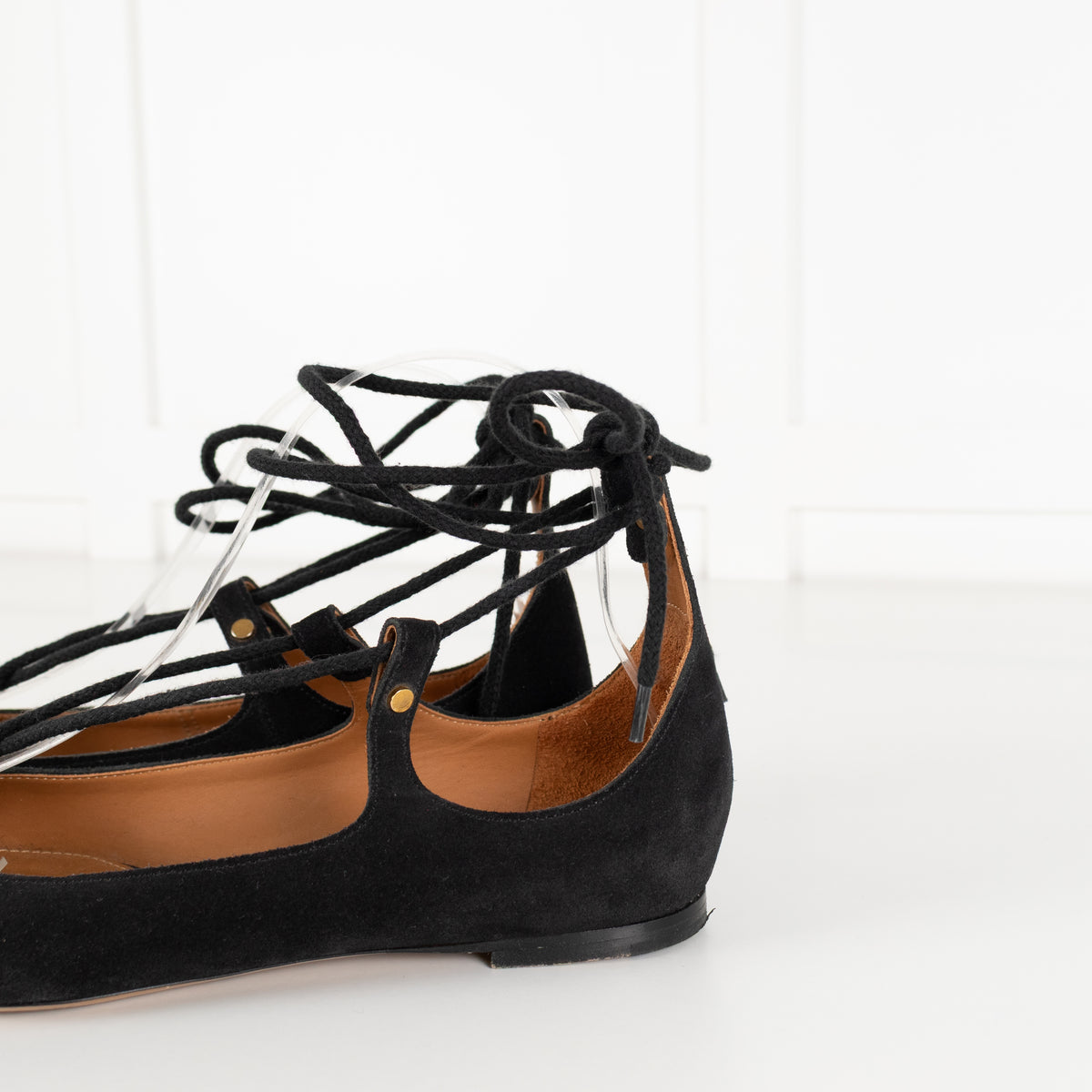 Chloe Black Suede Strappy Flat Ballet Pumps