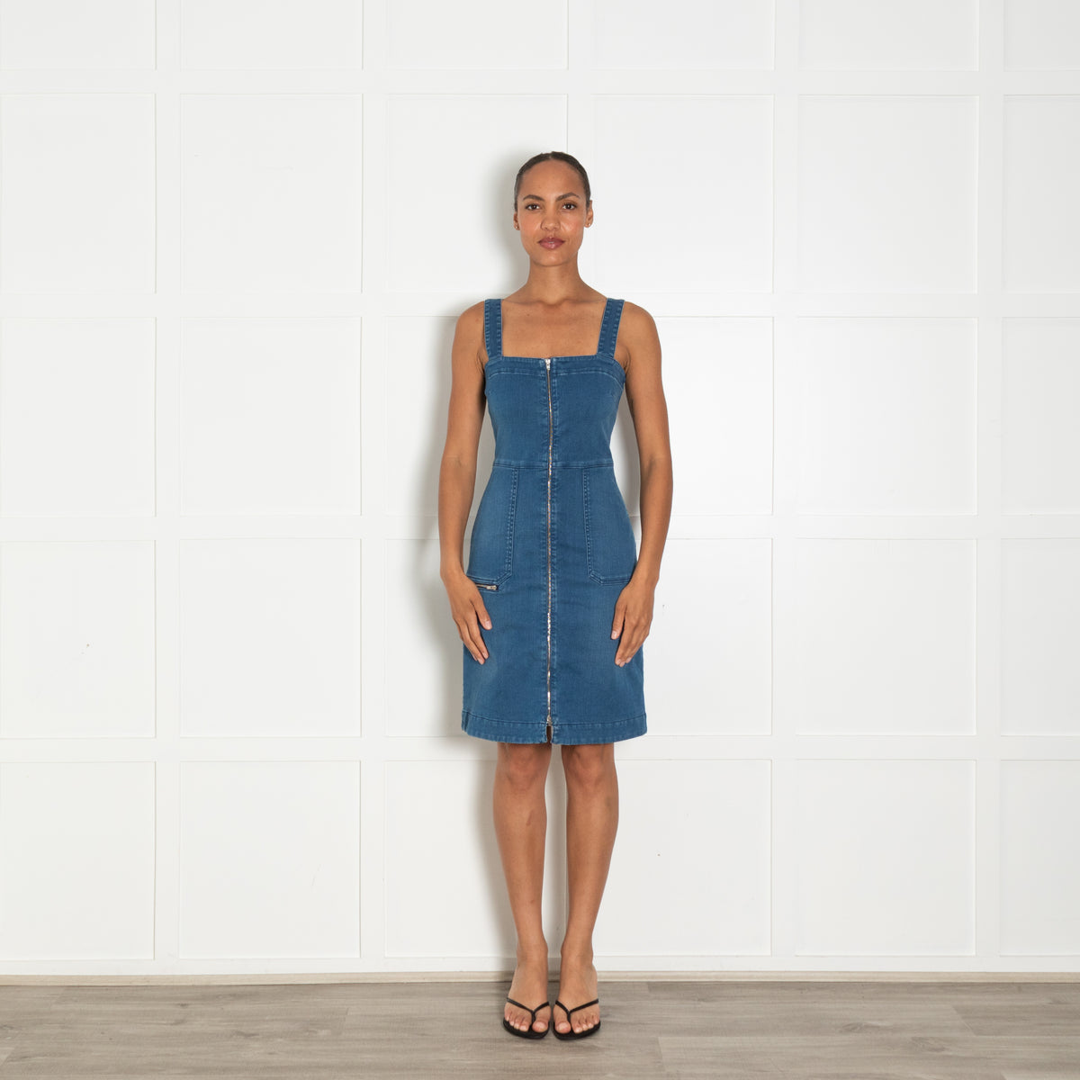 Stella McCartney Blue Sleeveless Zip Up Denim Dress
