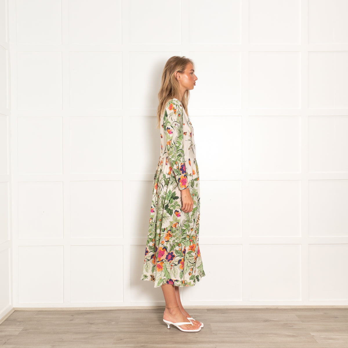 Red Valentino Cream Floral Print Midi Dress