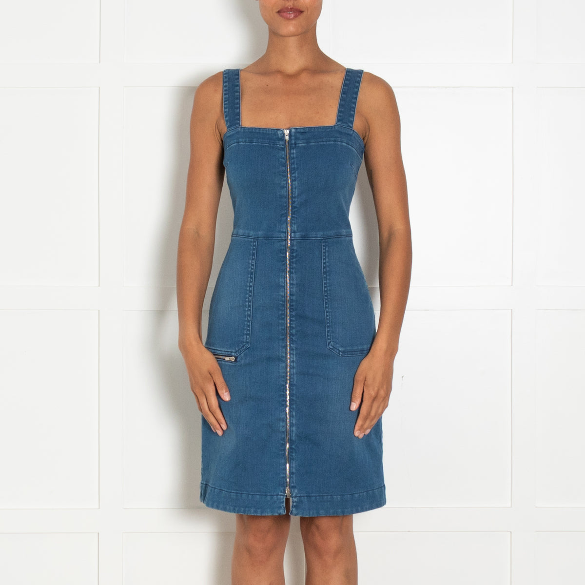Stella McCartney Blue Sleeveless Zip Up Denim Dress