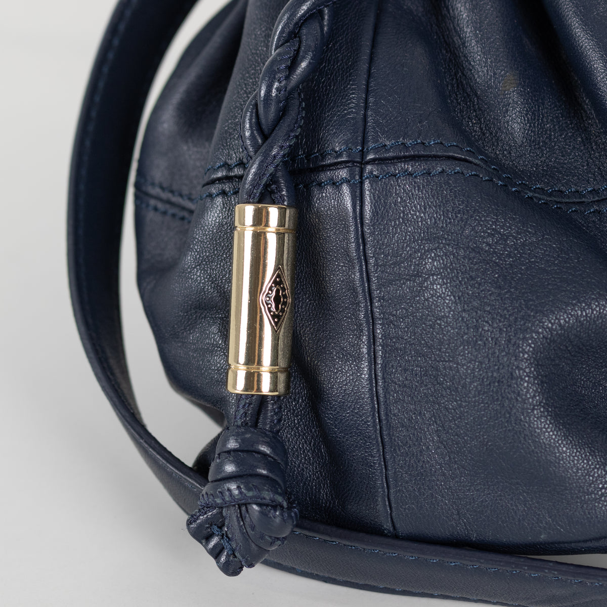 Ba&sh Navy Mini June Leather Crossbody Bag