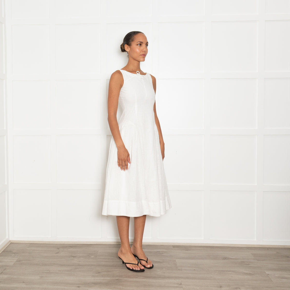 For Love & Lemons White Broderie Anglaise Sleeveless Dress
