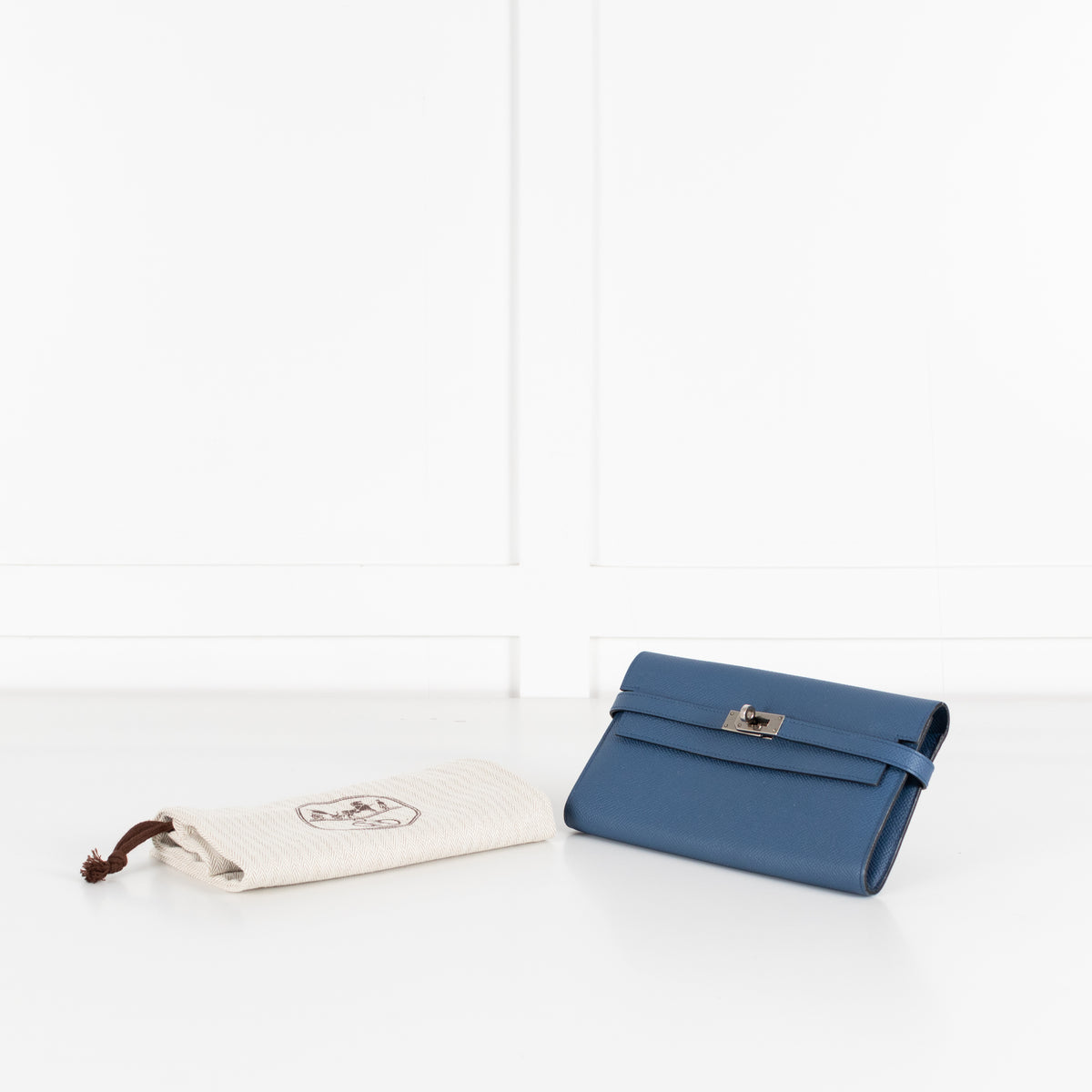 Hermes Blue Epsom Leather Kelly Long Wallet