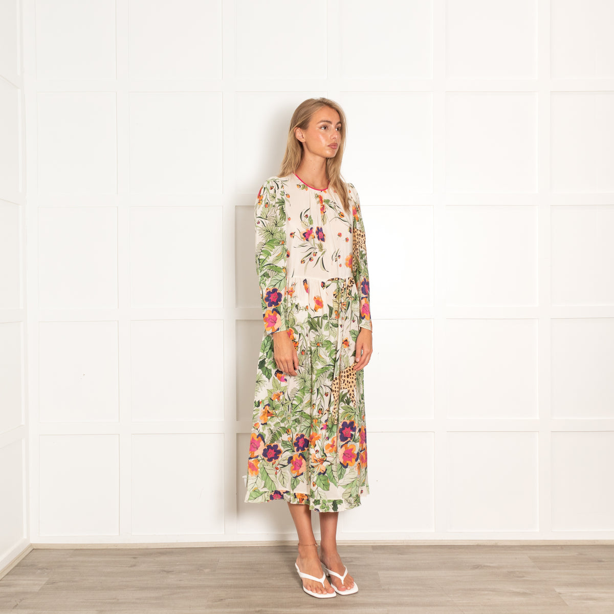 Red Valentino Cream Floral Print Midi Dress