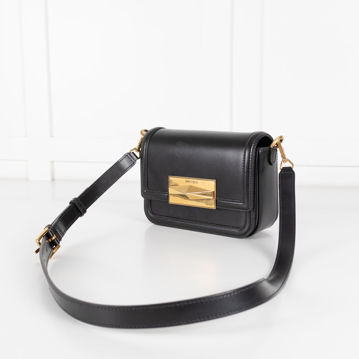 Jimmy Choo Black Leather Diamond Leather Crossbody Bag