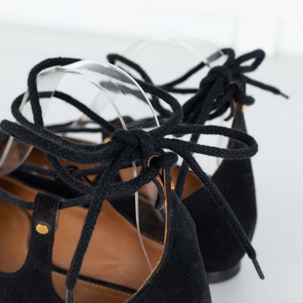 Chloe Black Suede Strappy Flat Ballet Pumps