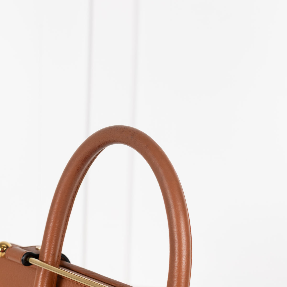 Strathberry Tan Leather Gold Bar Handbag