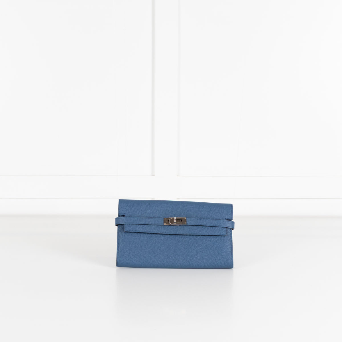 Hermes Blue Epsom Leather Kelly Long Wallet