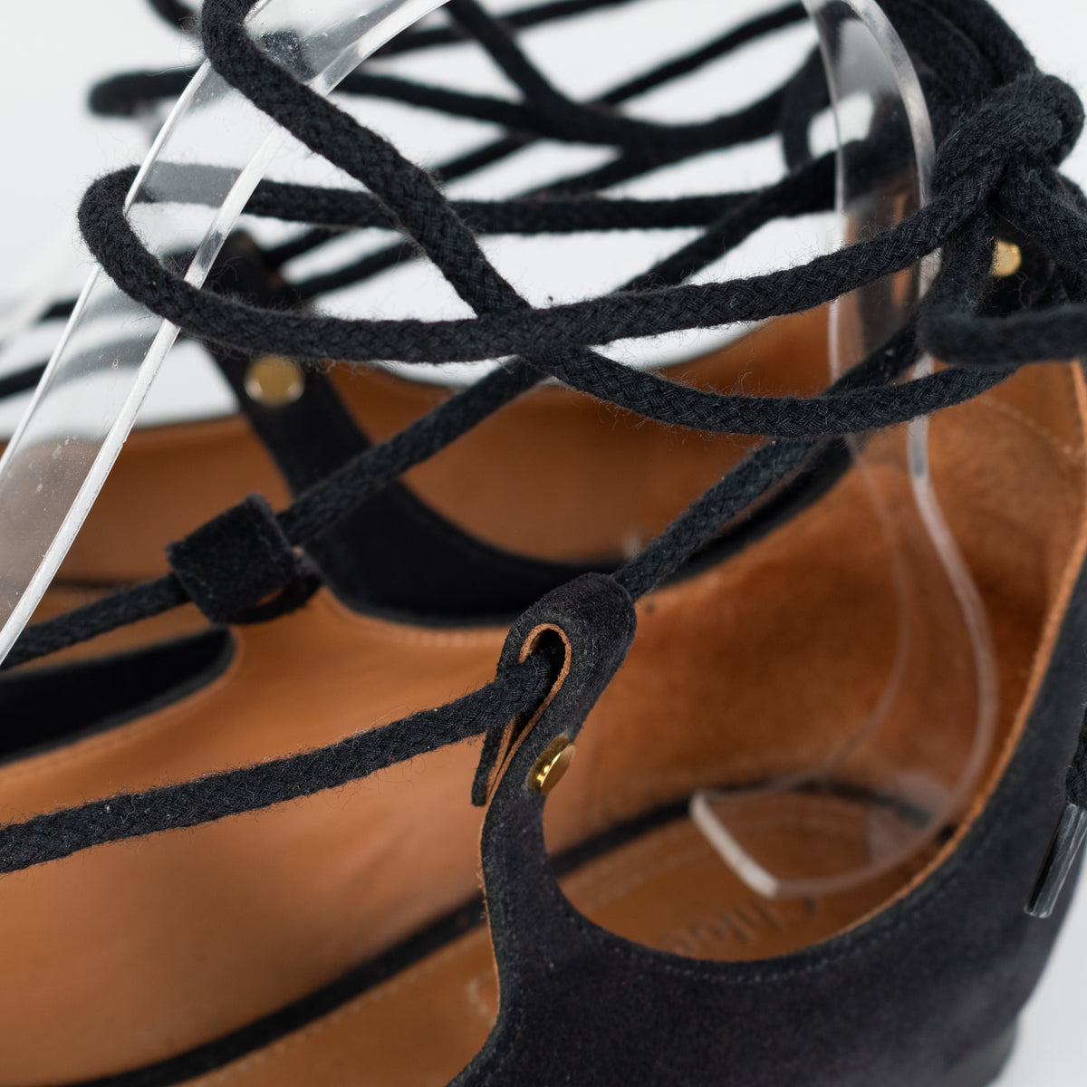 Chloe Black Suede Strappy Flat Ballet Pumps
