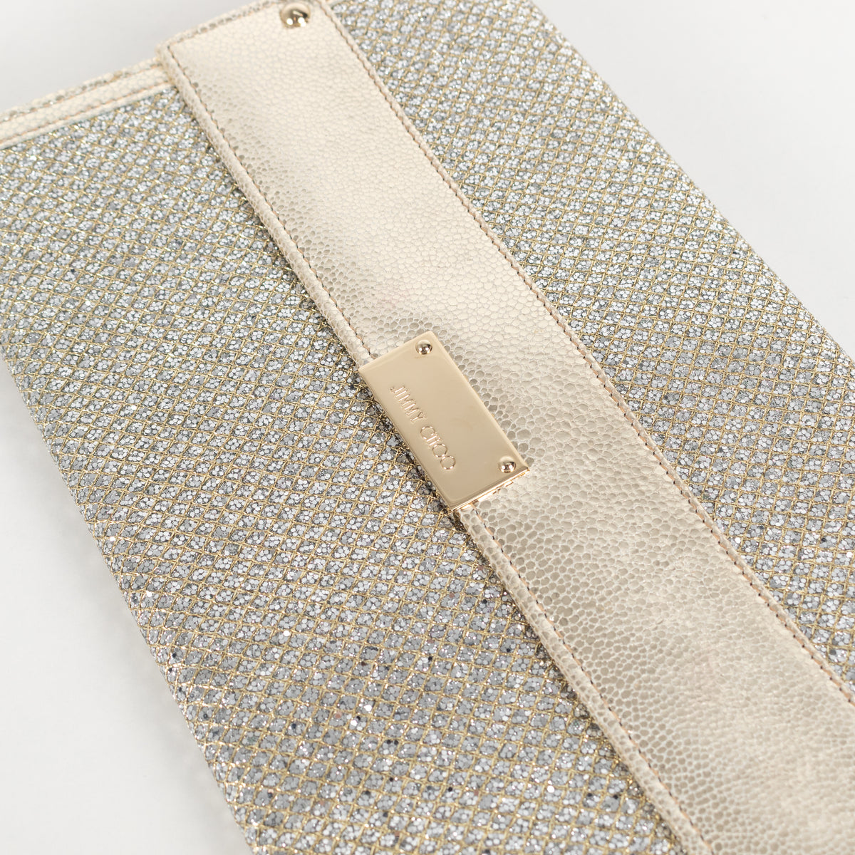 Jimmy Choo Silver and Gold Fold Over Clutch