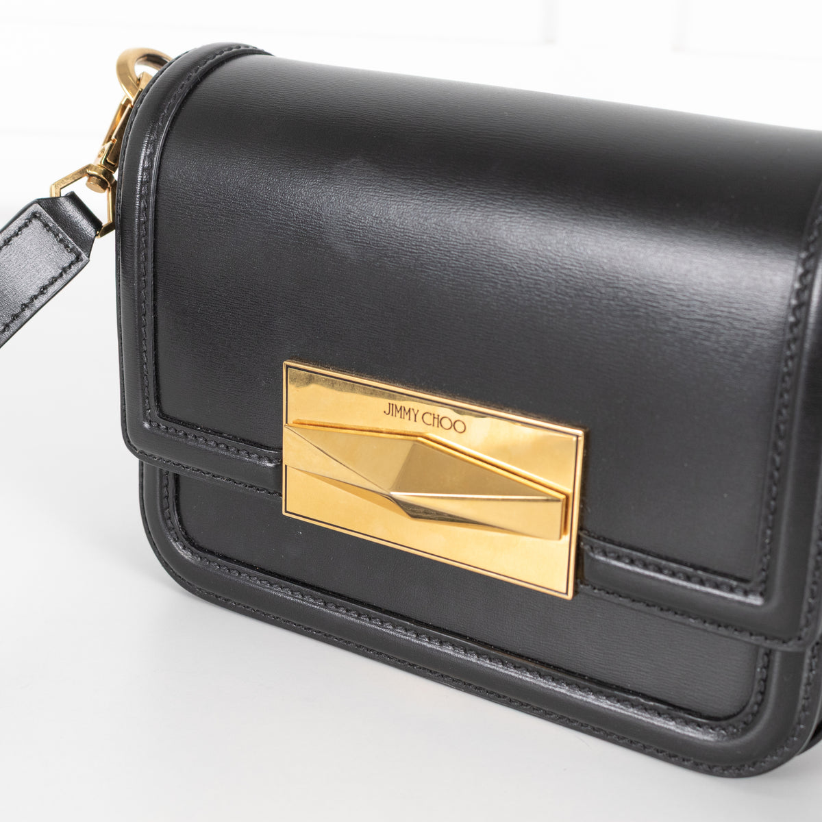 Jimmy Choo Black Leather Diamond Leather Crossbody Bag