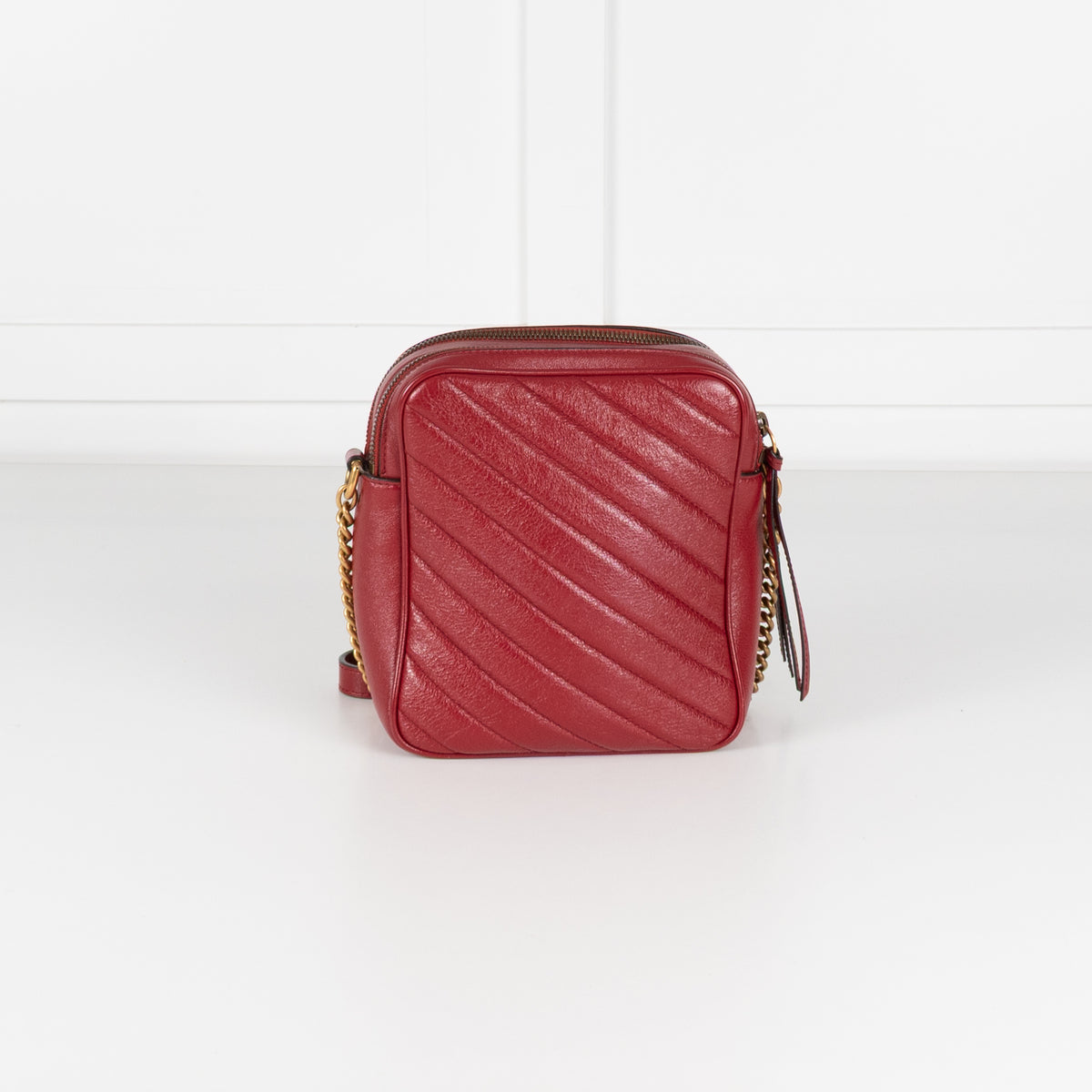 Gucci Red GG Marmont Matelasse Double Zip Crossbody