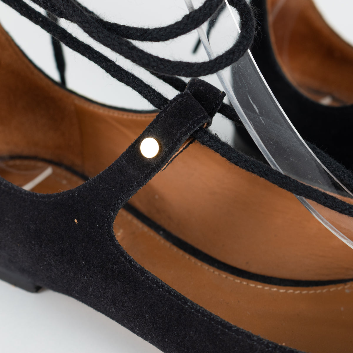 Chloe Black Suede Strappy Flat Ballet Pumps