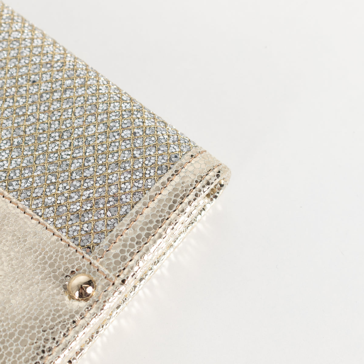 Jimmy Choo Silver and Gold Fold Over Clutch