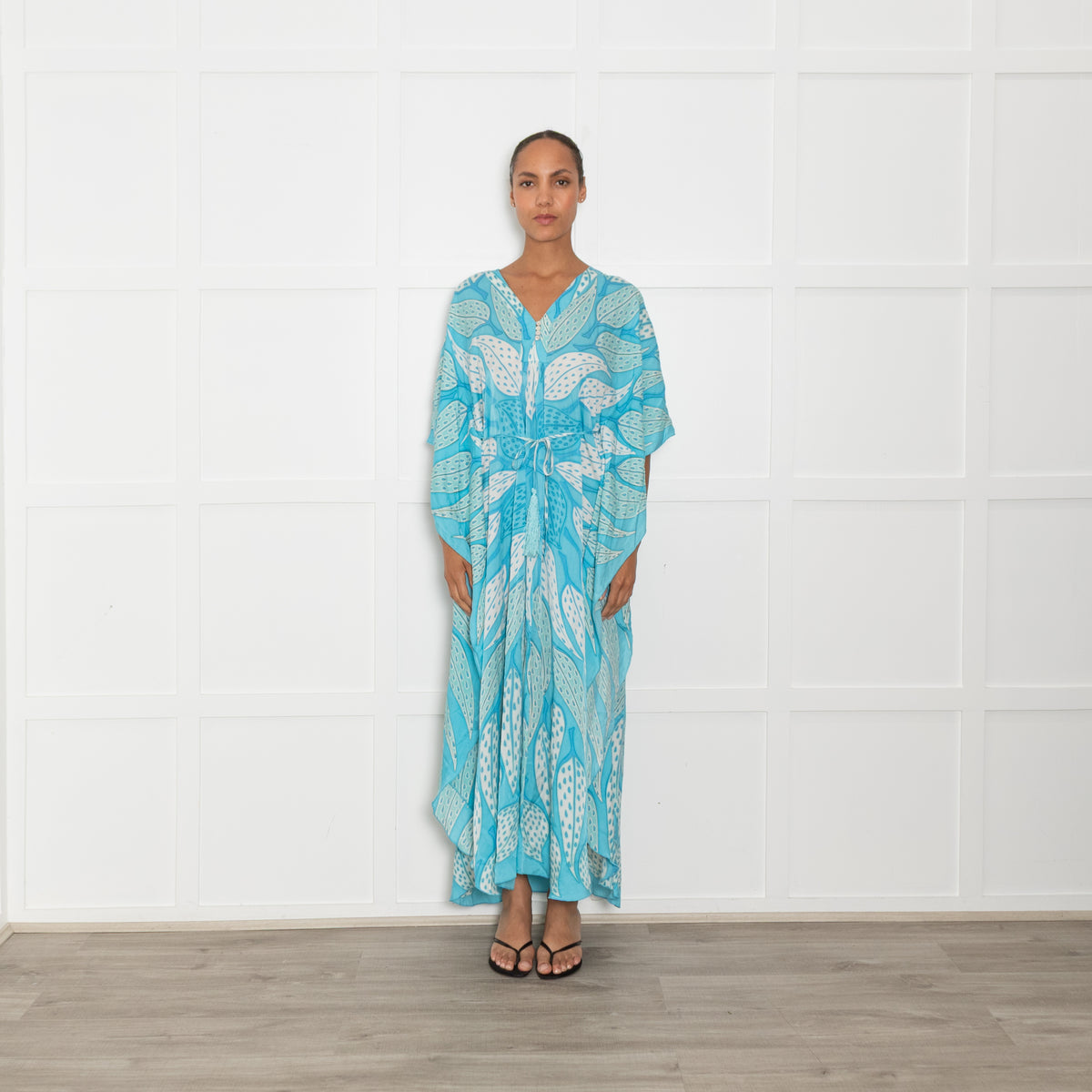 Lotty B Blue Turquoise Silk Long Kaftan
