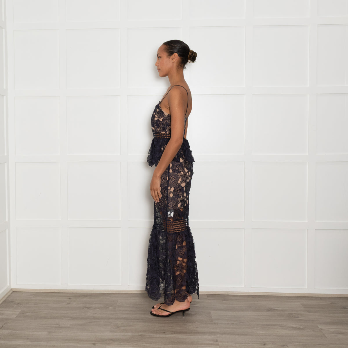 Self Portrait Navy Lace Peplum Dress