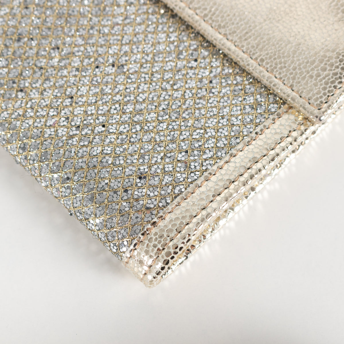 Jimmy Choo Silver and Gold Fold Over Clutch