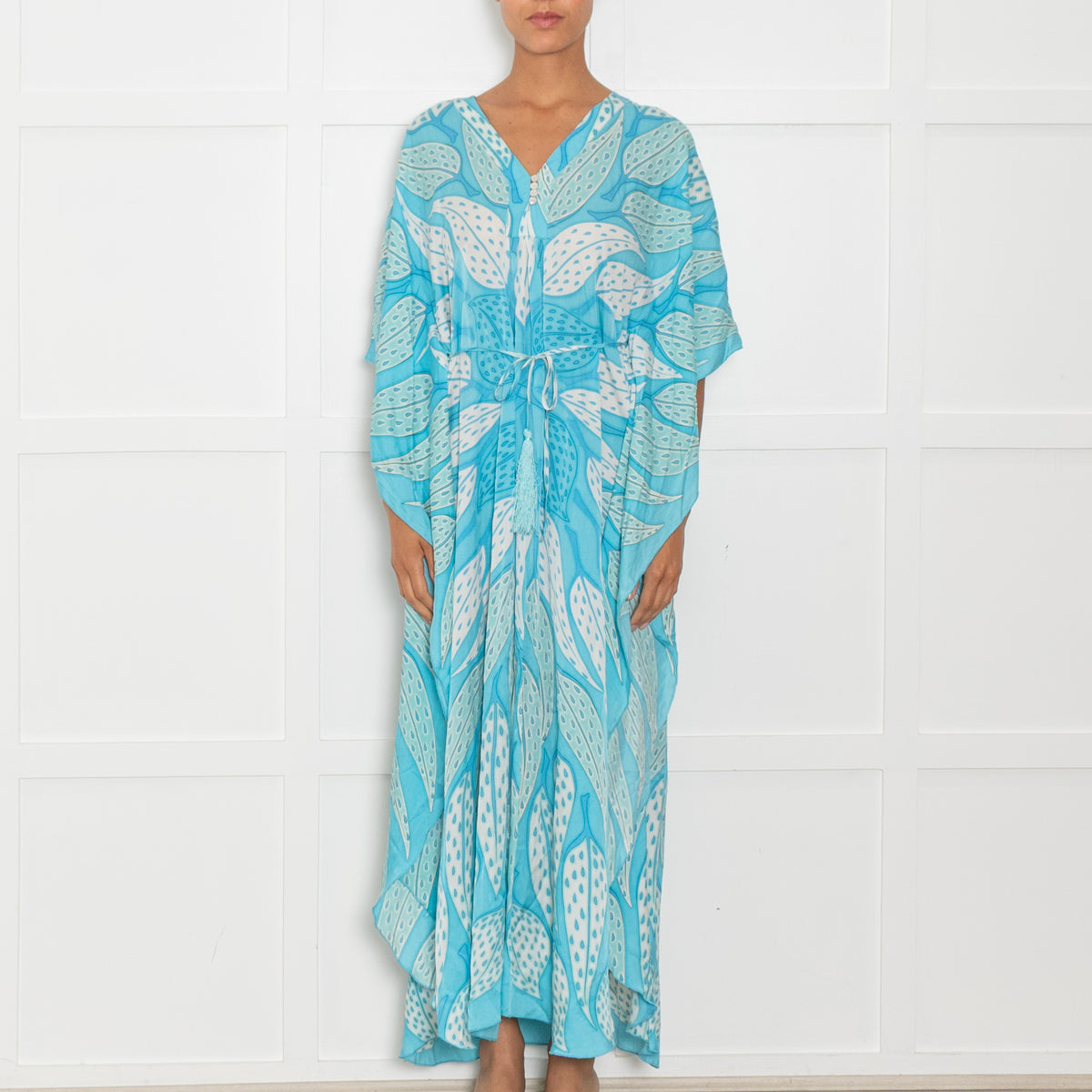 Lotty B Blue Turquoise Silk Long Kaftan