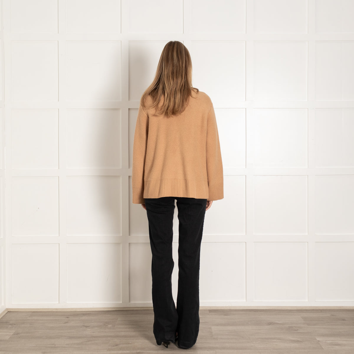Sandro Camel Jumbo Knit Plaited Detail Long Cardigan