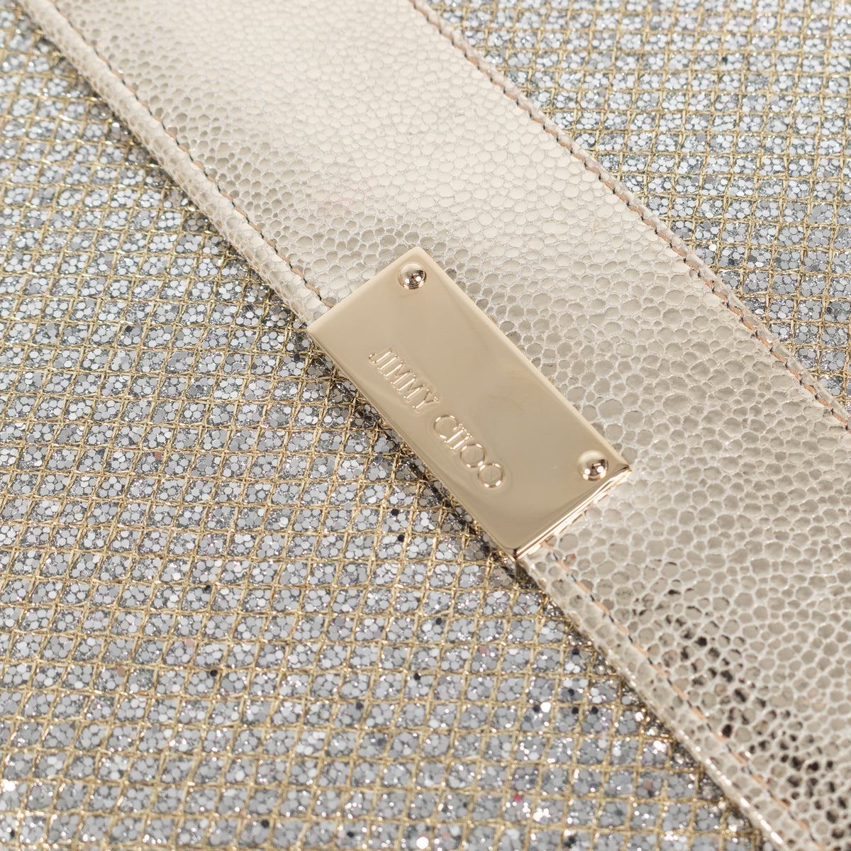 Jimmy Choo Silver and Gold Fold Over Clutch