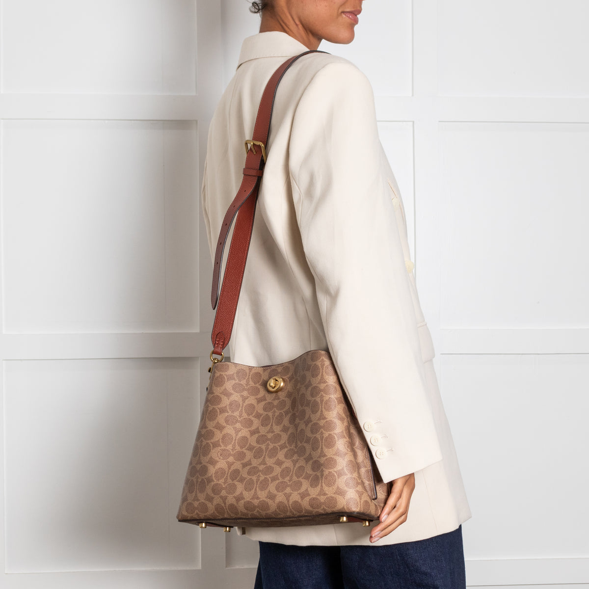 Coach Coated Canvas Logo Shoulder Bag with Multi Straps