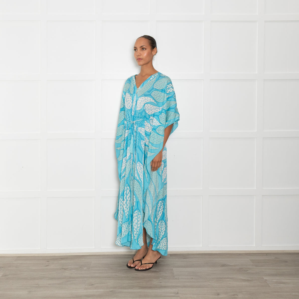 Lotty B Blue Turquoise Silk Long Kaftan