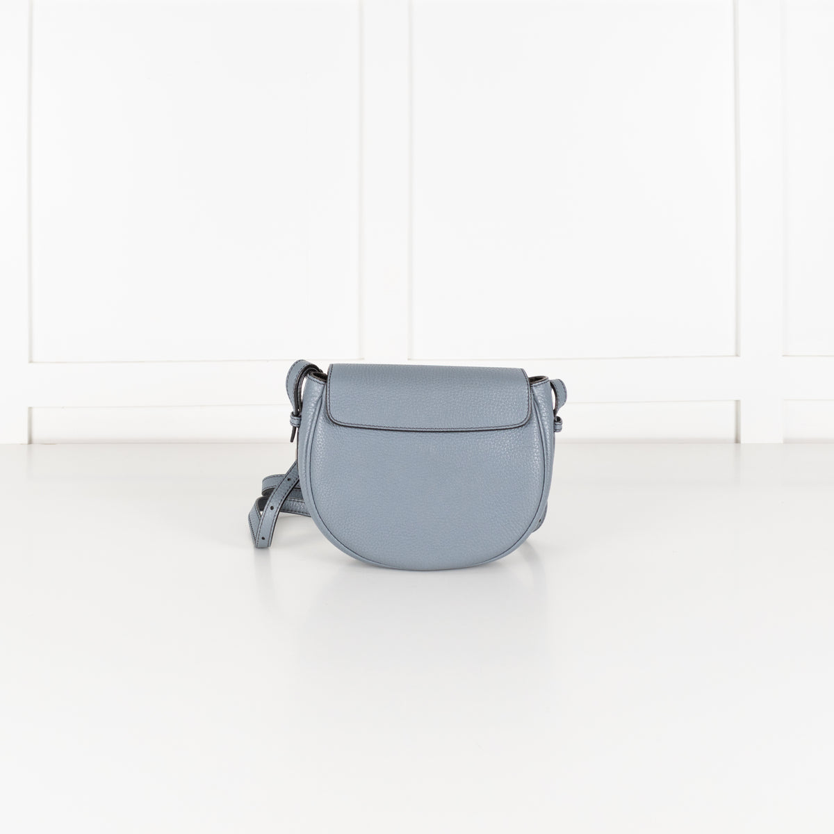 Fendi Blue Selleria Round Saddle Textured Leather Bag